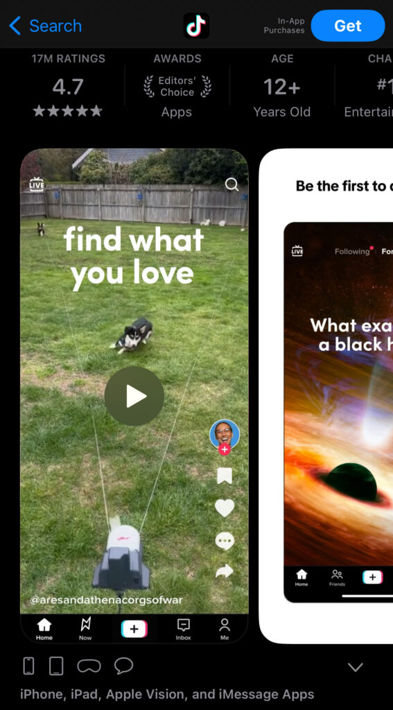 A preview of Tiktok's app previews on an iOS device
